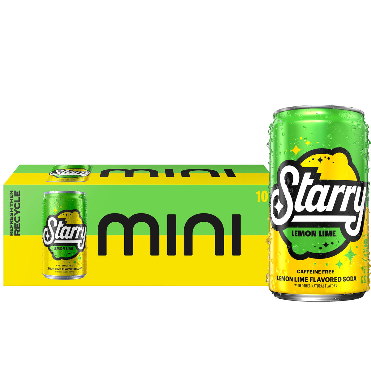 Starry Lemon Lime Soda mini can pack offers caffeine-free refreshment on the go.