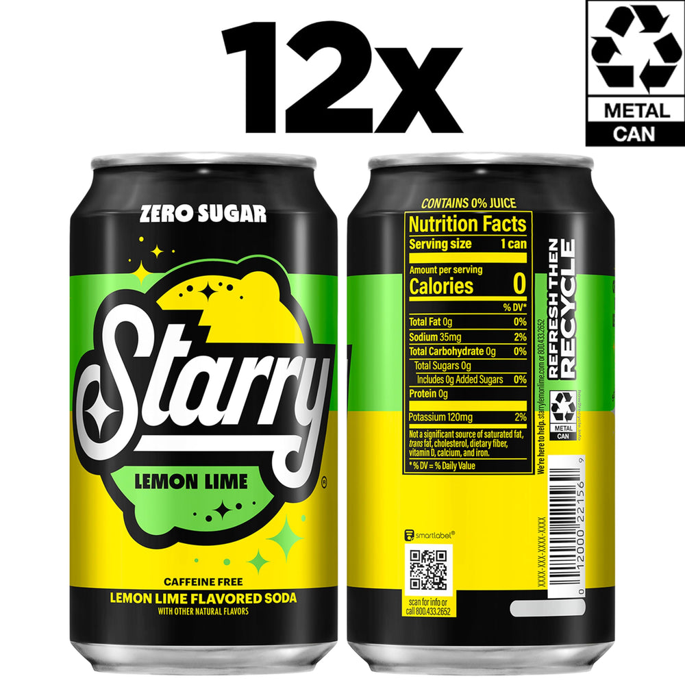 Starry Zero Sugar Lemon Lime soda brand design, eye-catching and easy to share