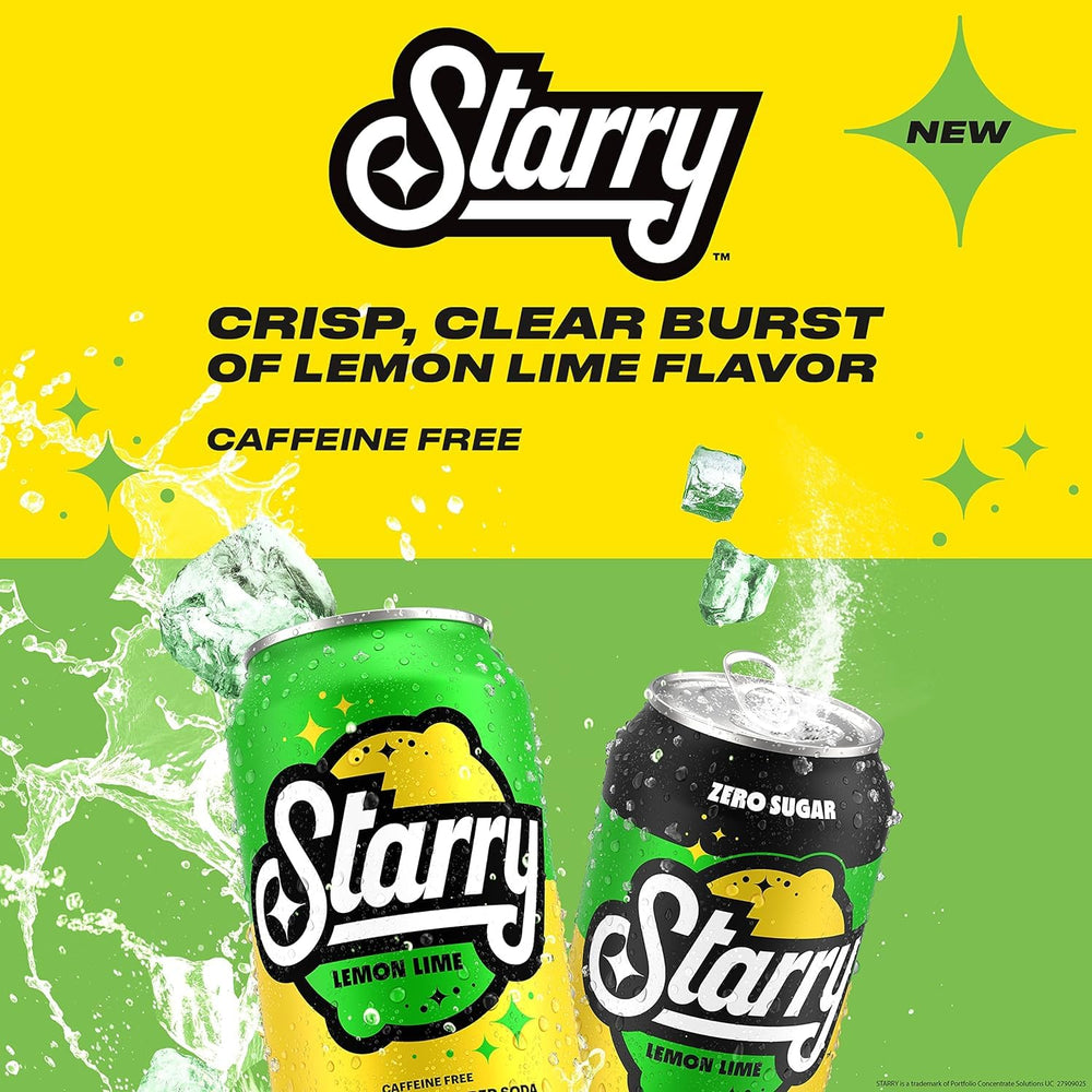 Starry Zero Sugar Lemon Lime soda on kitchen counter, ready for quick chill