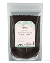 Starwest Botanicals black walnut hull powder packaging shows organic quality