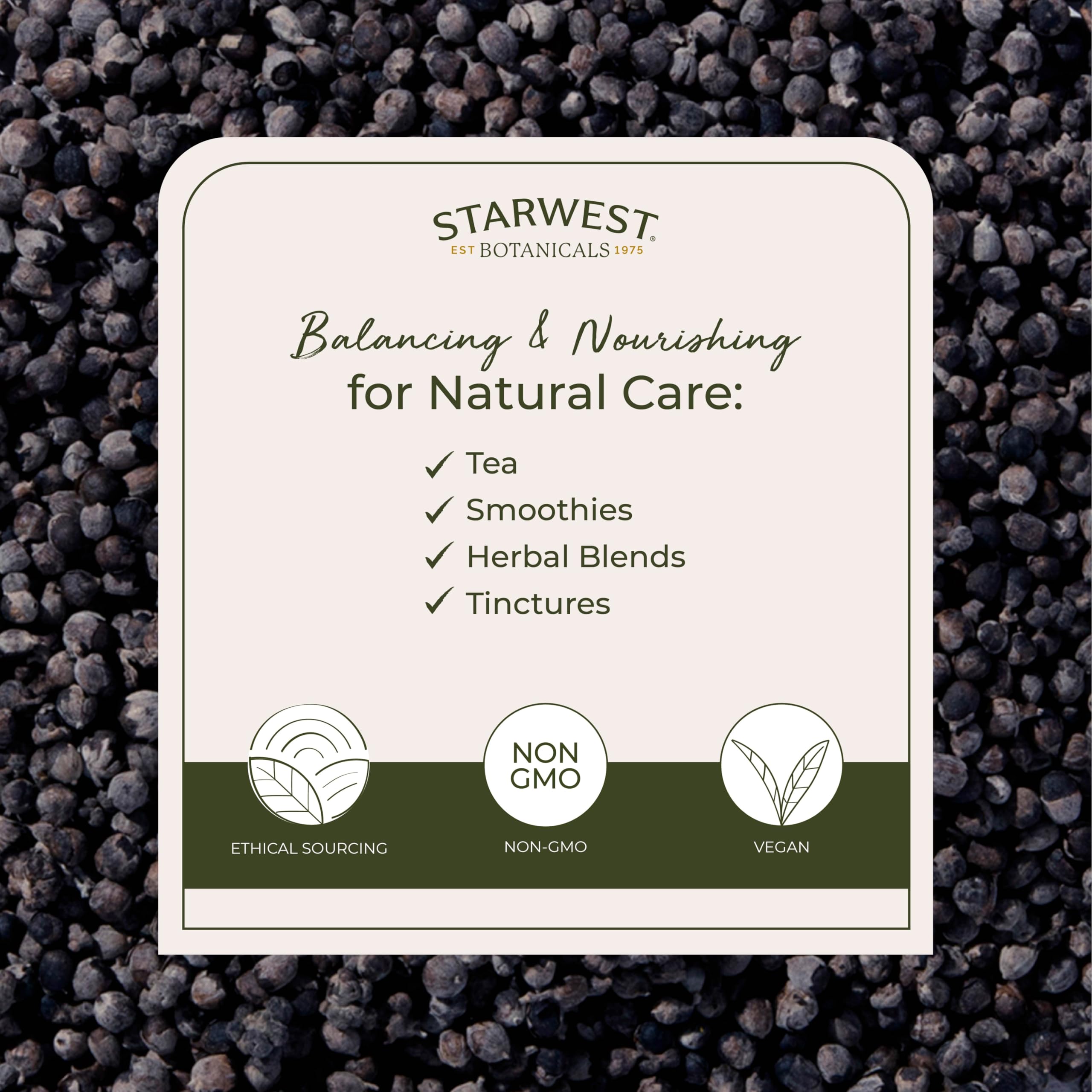 Starwest Botanicals chaste tree berries dried fruit for culinary and herbal remedies