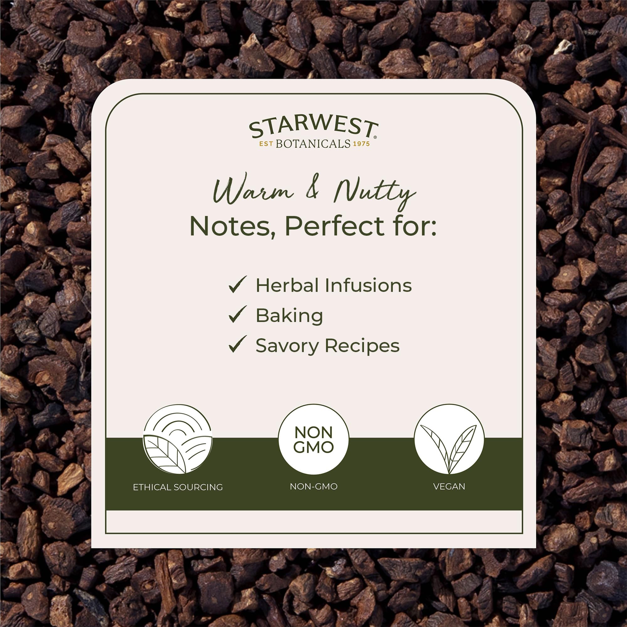 Starwest Botanicals cut and sifted dandelion root ready for steeping or culinary use