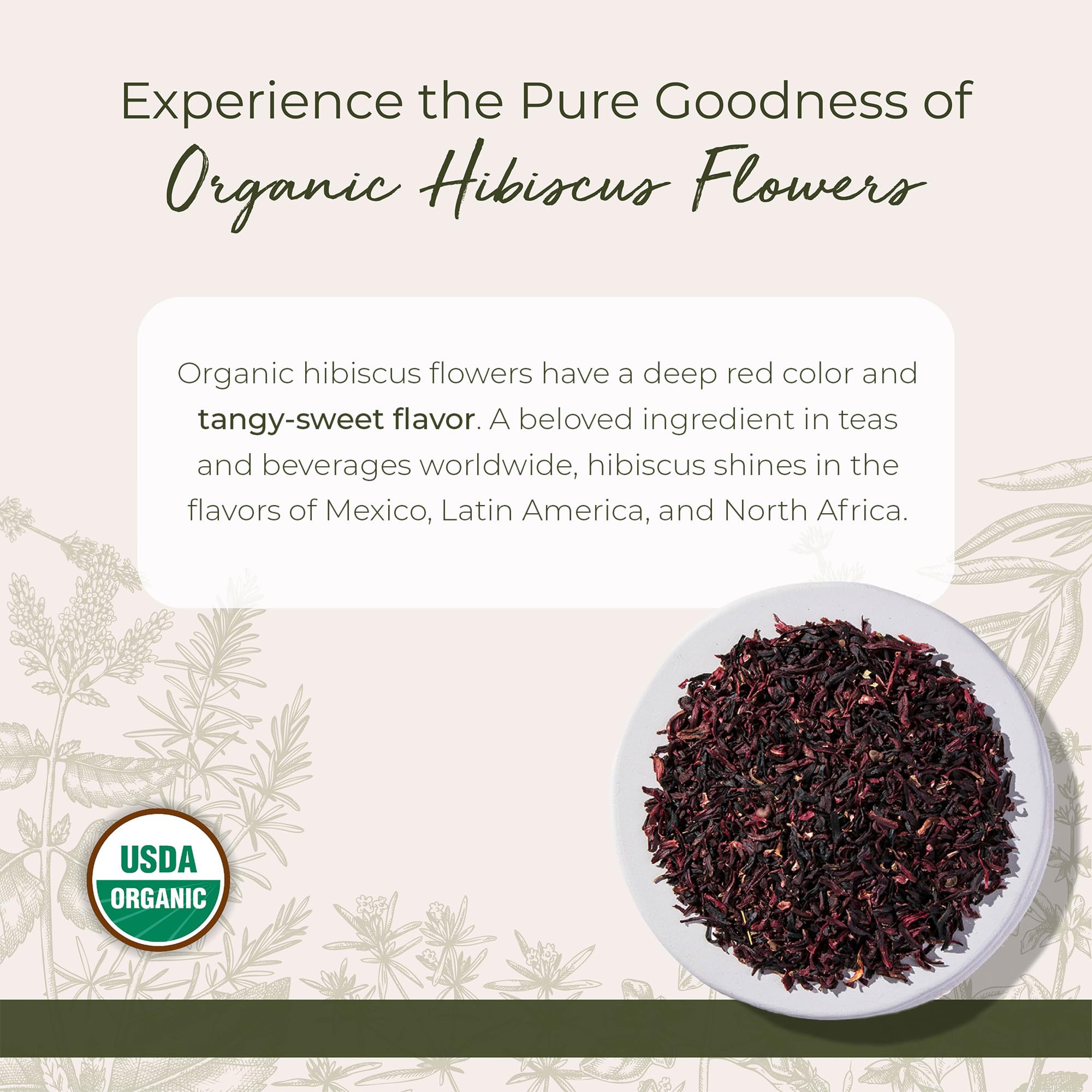 Close-up of dried hibiscus petals showing vibrant red color for brewed tea.