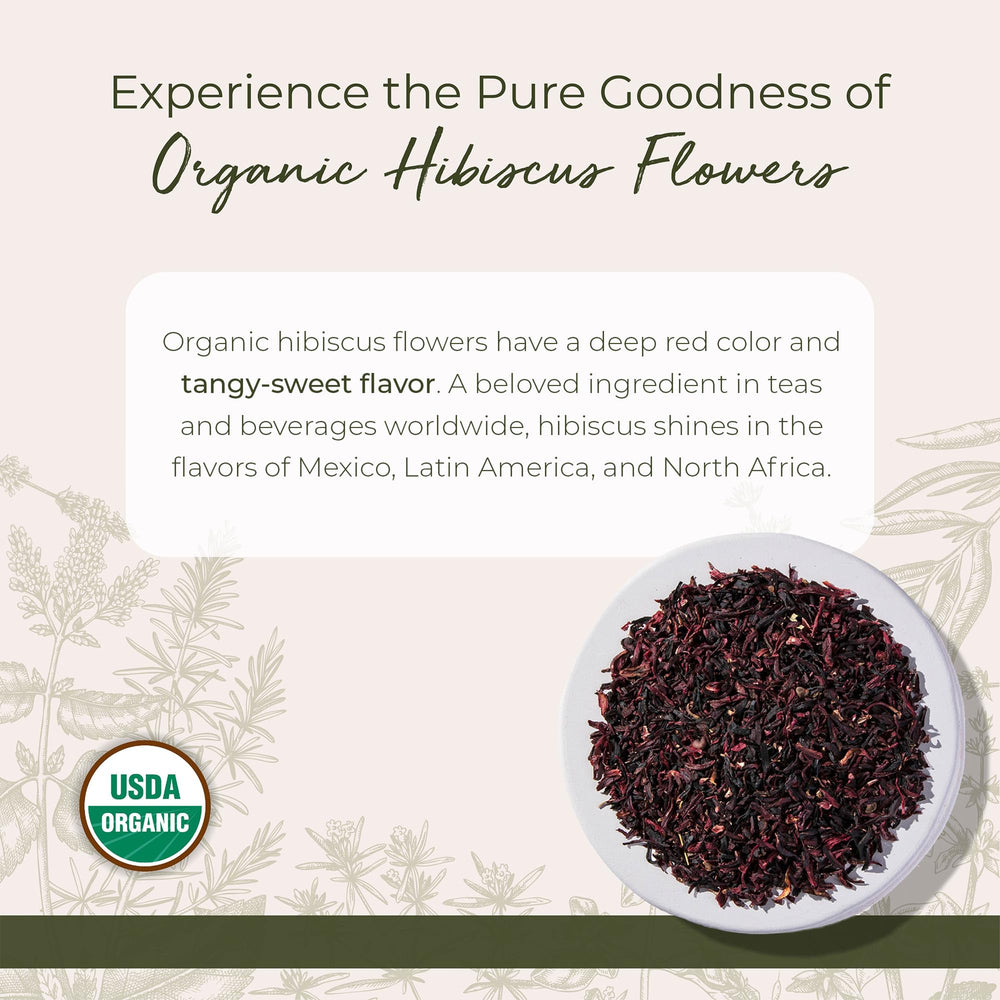 Close-up of dried hibiscus petals showing vibrant red color for brewed tea.