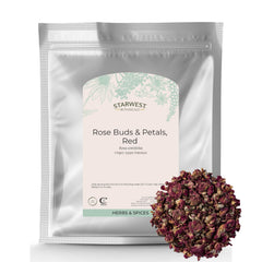 Starwest Botanicals dried red rose buds for tea and culinary use