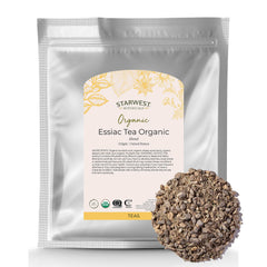 Starwest Botanicals Essiac Tea loose leaf—calming, caffeine-free infusion you can enjoy morning or night.