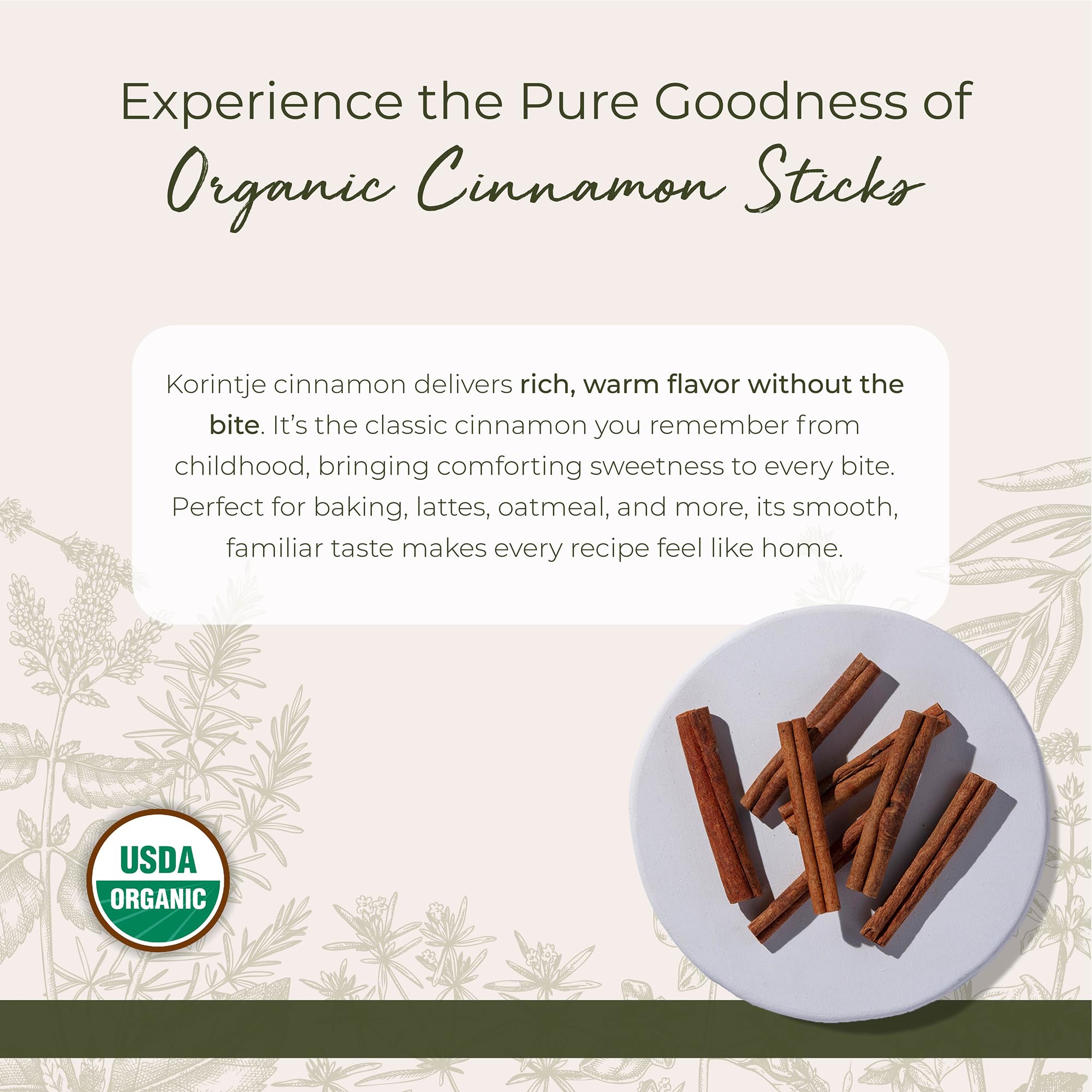 Starwest Botanicals Korintje cinnamon sticks close-up showing sweet, mellow aroma