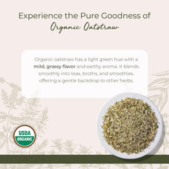 Starwest Botanicals Oatstraw tea brew captures earthy aroma and calm notes