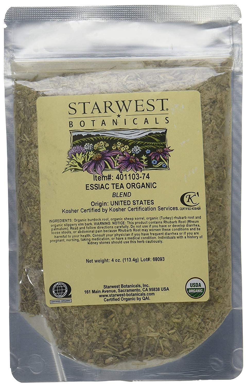 Starwest Botanicals Organic Essiac Tea brew for a soothing nightly ritual.