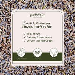 Starwest Botanicals organic lavender buds for tea and drinks.