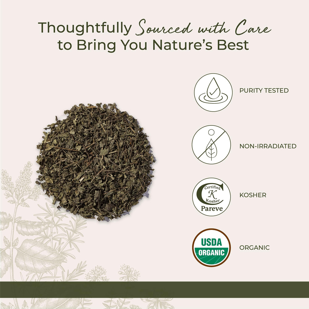 Starwest Botanicals Organic lemon balm packet for culinary use.