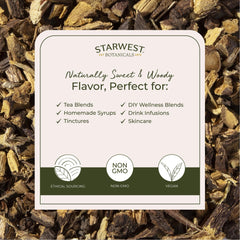 Organic Starwest licorice root as a tea blend component