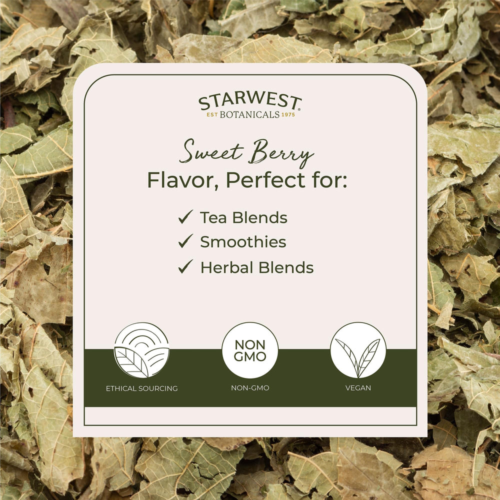 Starwest Botanicals Organic Raspberry Leaf dried leaves for caffeine-free tisane