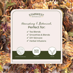 Starwest Botanicals red clover dried blooms for culinary uses and garnish
