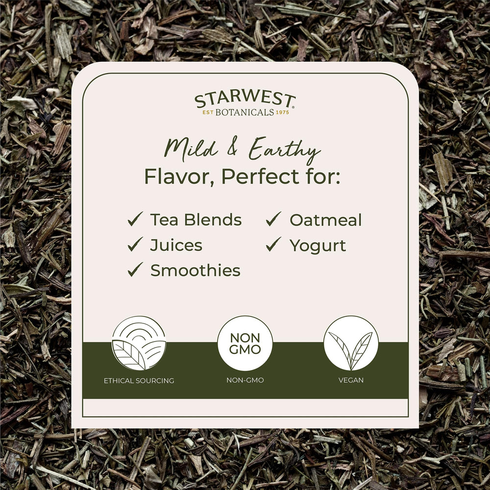 Starwest Botanicals Plantain Leaf tea infuser cup ready for infusion