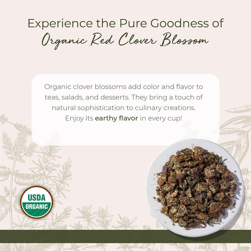 Starwest Botanicals red clover tea steeping setup for fragrant infusions.