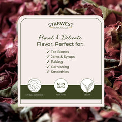 Starwest Botanicals rose buds for flavorful tea blends