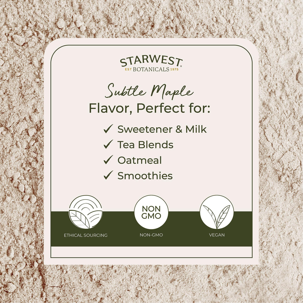 Starwest Botanicals slippery elm powder measuring spoon demonstrating precise portions for recipes