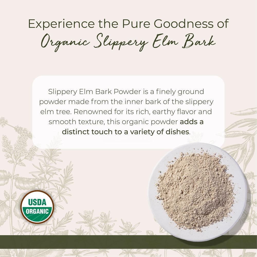 Starwest Botanicals slippery elm powder tea cup infusion; ideal with milk or sweeteners.