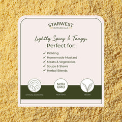 Starwest mustard seed powder poured into a bowl for meat rubs and sauces