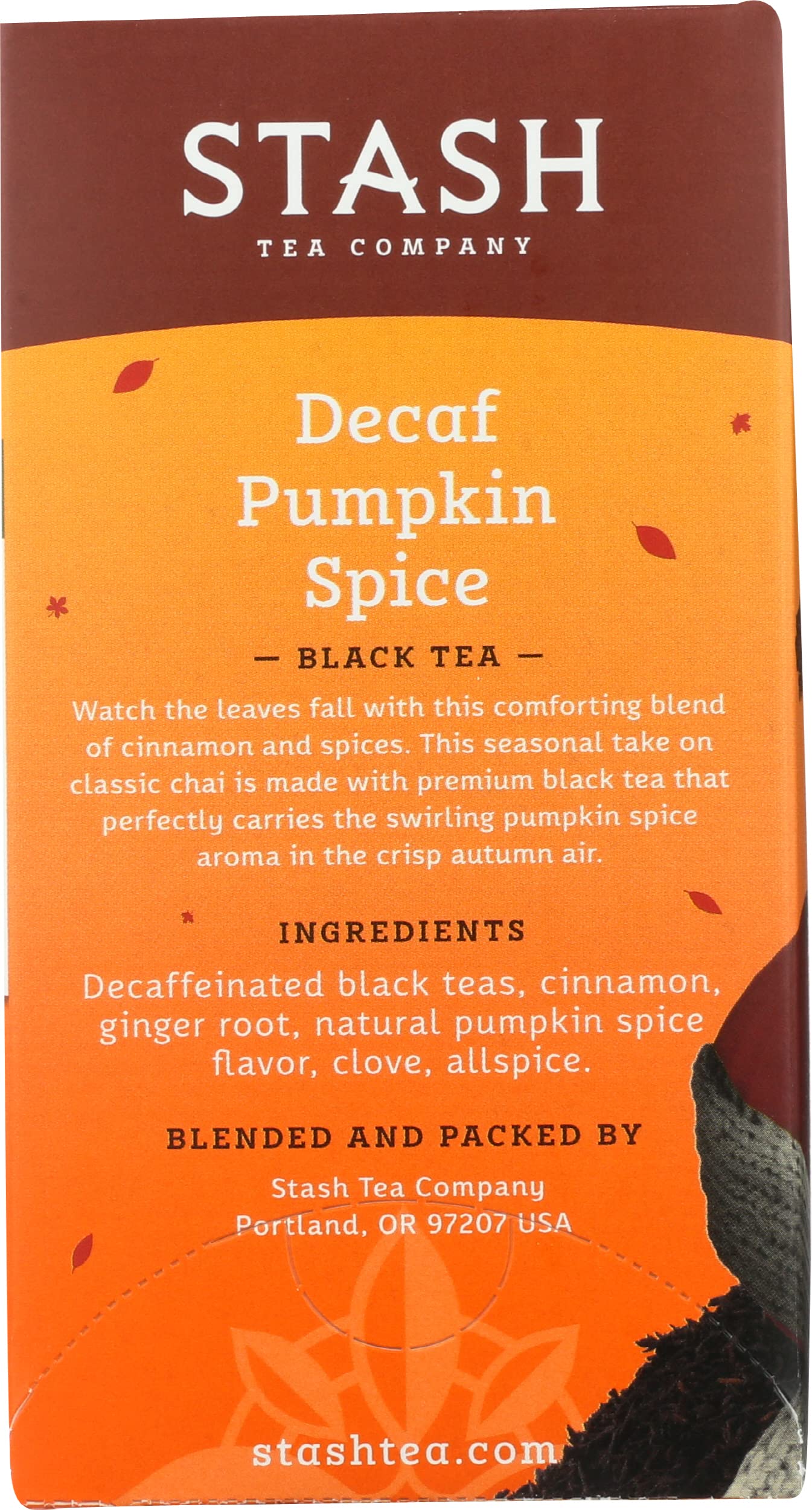 Stash brewed tea pumpkin spice cup presents warm, inviting beverage.