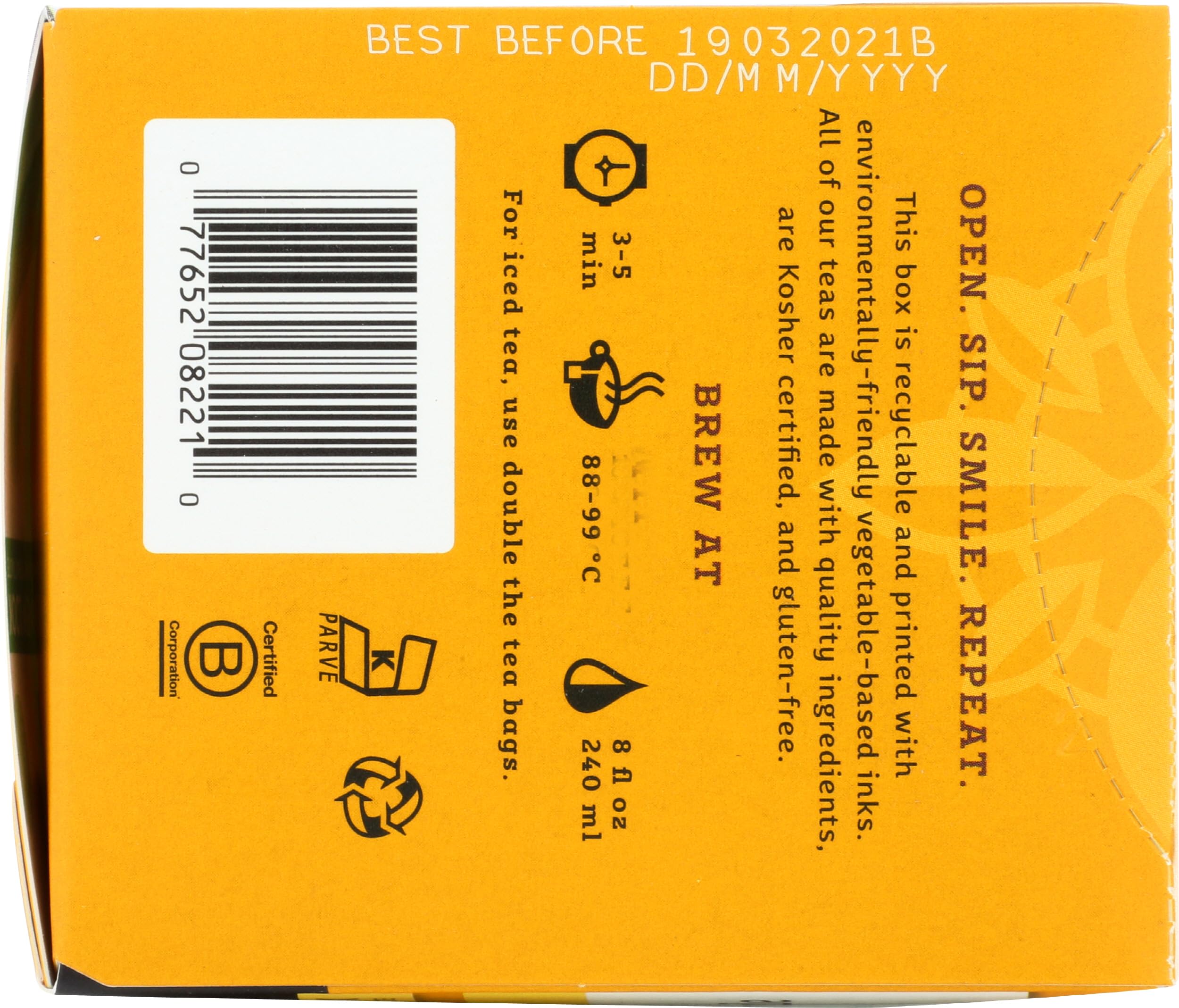 Stash Chamomile box showing Parve label, kosher-friendly.