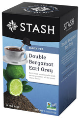 Stash Double Bergamot Earl Grey tea bags show bold citrus aroma for a bright cup.
