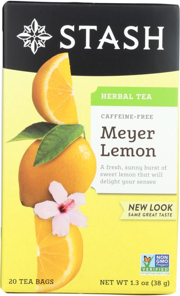 Stash Meyer Lemon herbal tea box with 20-count sachets for easy daily brews.
