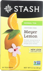 Stash Meyer Lemon herbal tea box with 20-count sachets for easy daily brews.