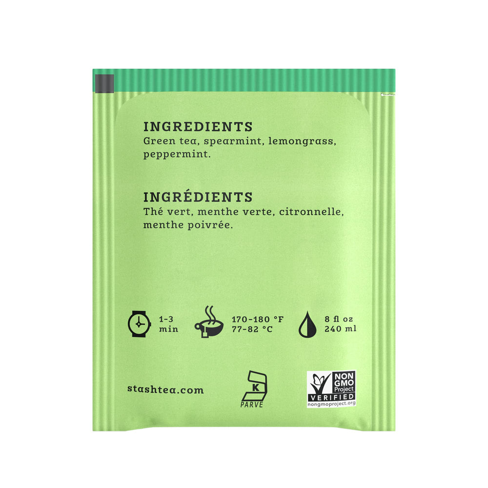 Stash Moroccan Mint foil-wrapped tea bags preserve freshness in every brew