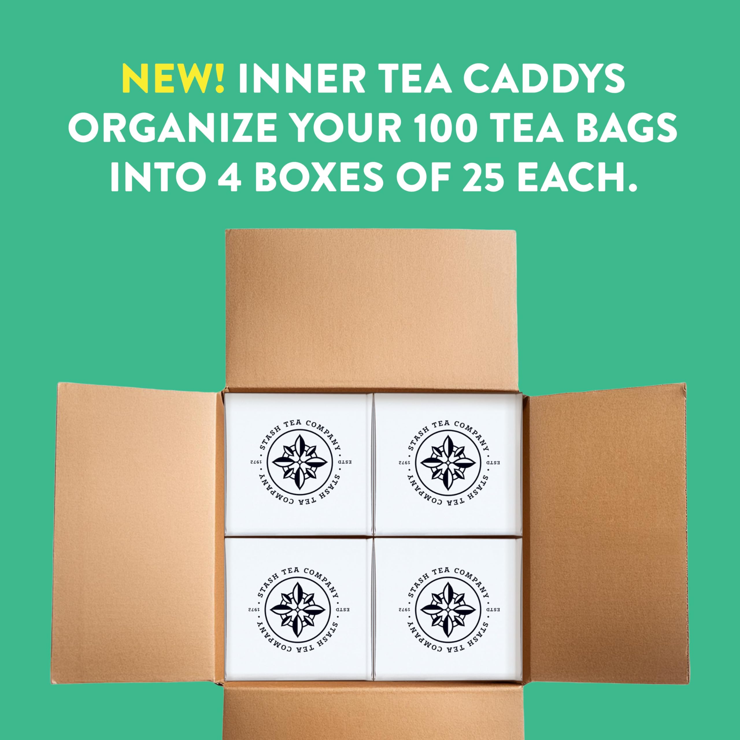 Stay fresh foil wrappers protect Stash Peach Black Tea bags.