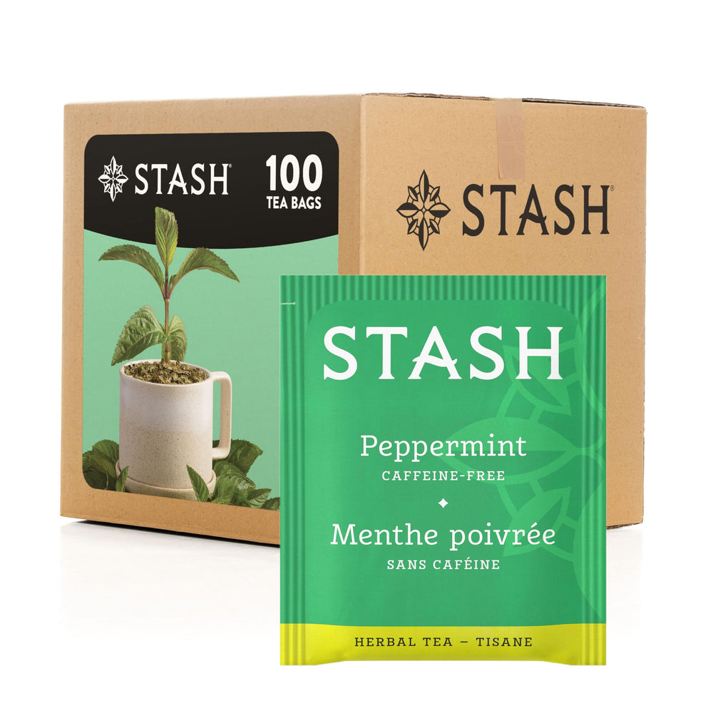 Stash Peppermint Tea bags front packaging—caffeine-free option for everyday refreshment