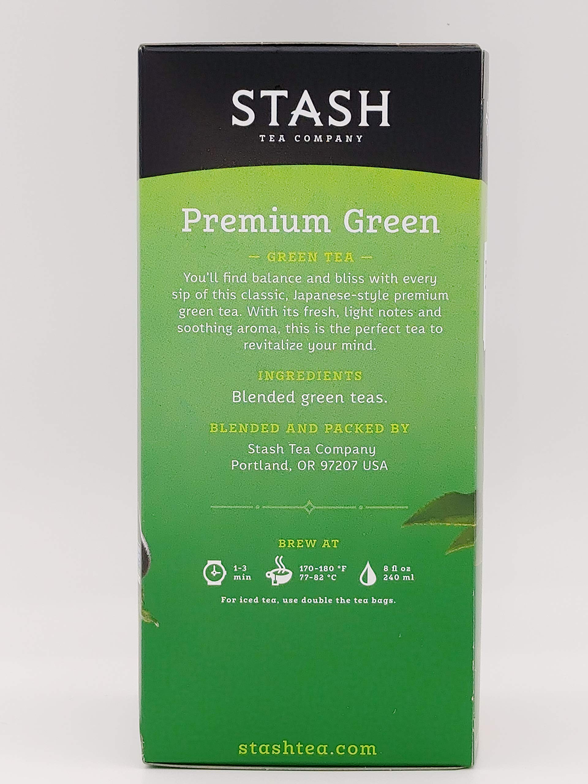 Stash Premium Green Tea box 30 back view, fits office desk for quick breaks.