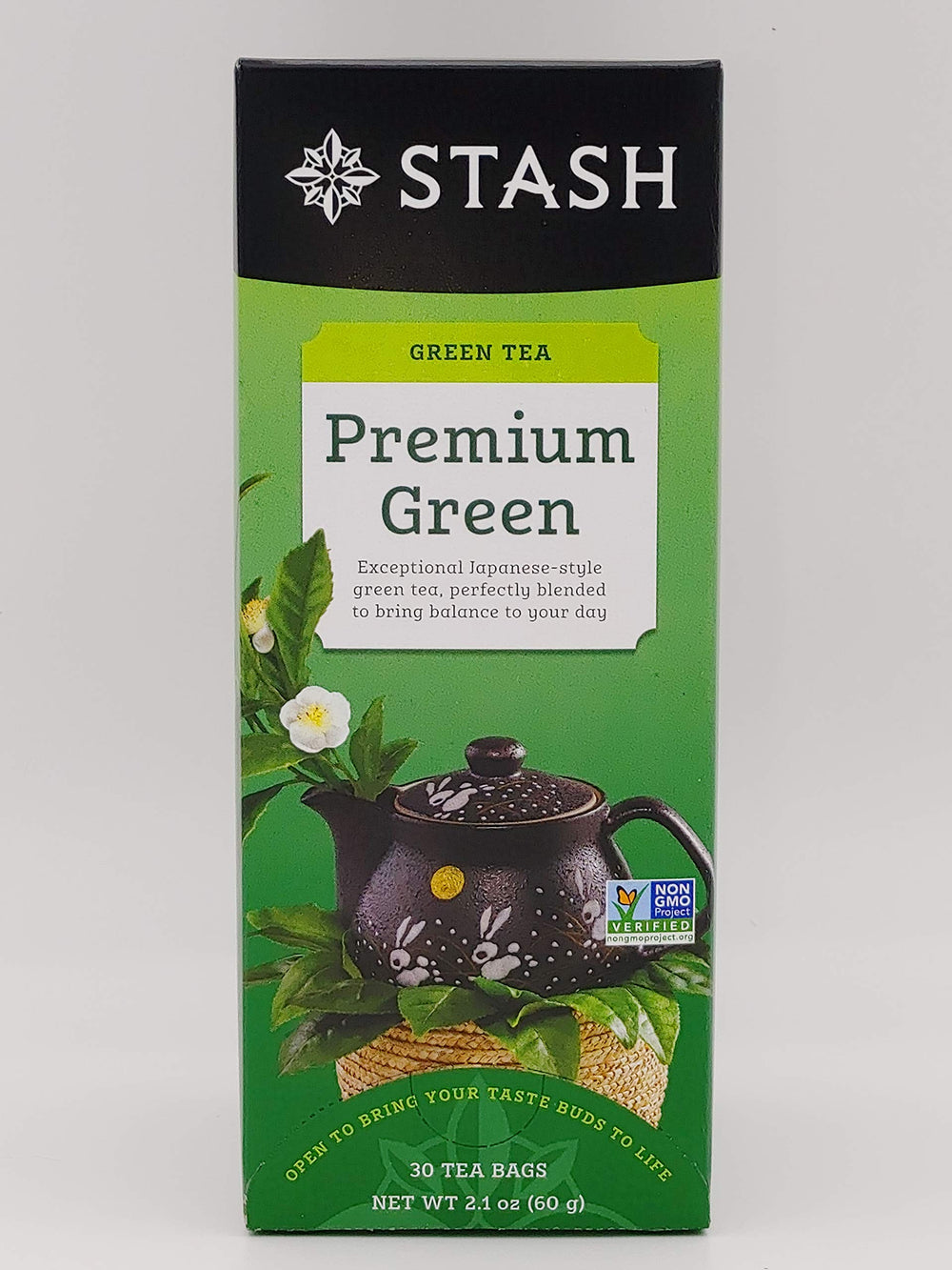 Stash Premium Green Tea box 30 front view, ideal for daily brewing at home.