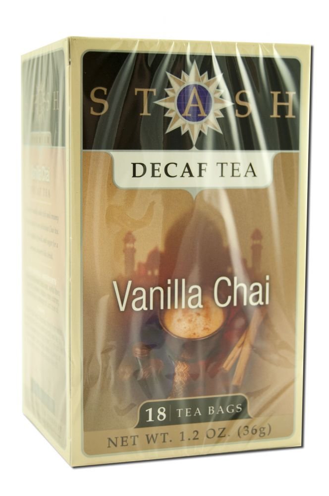 Stash Premium Decaf Vanilla Chai tea bag ready to brew for a cozy cup