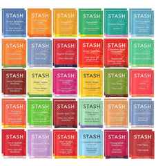 Stash tea bags sampler assortment showing a wide variety for tasting and daily use