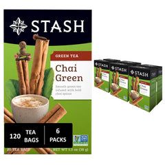 Stash chai green tea box front view highlighting packaging and premium ingredients