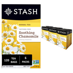 Stash Chamomile tea bags ready to brew for a calm evening ritual.