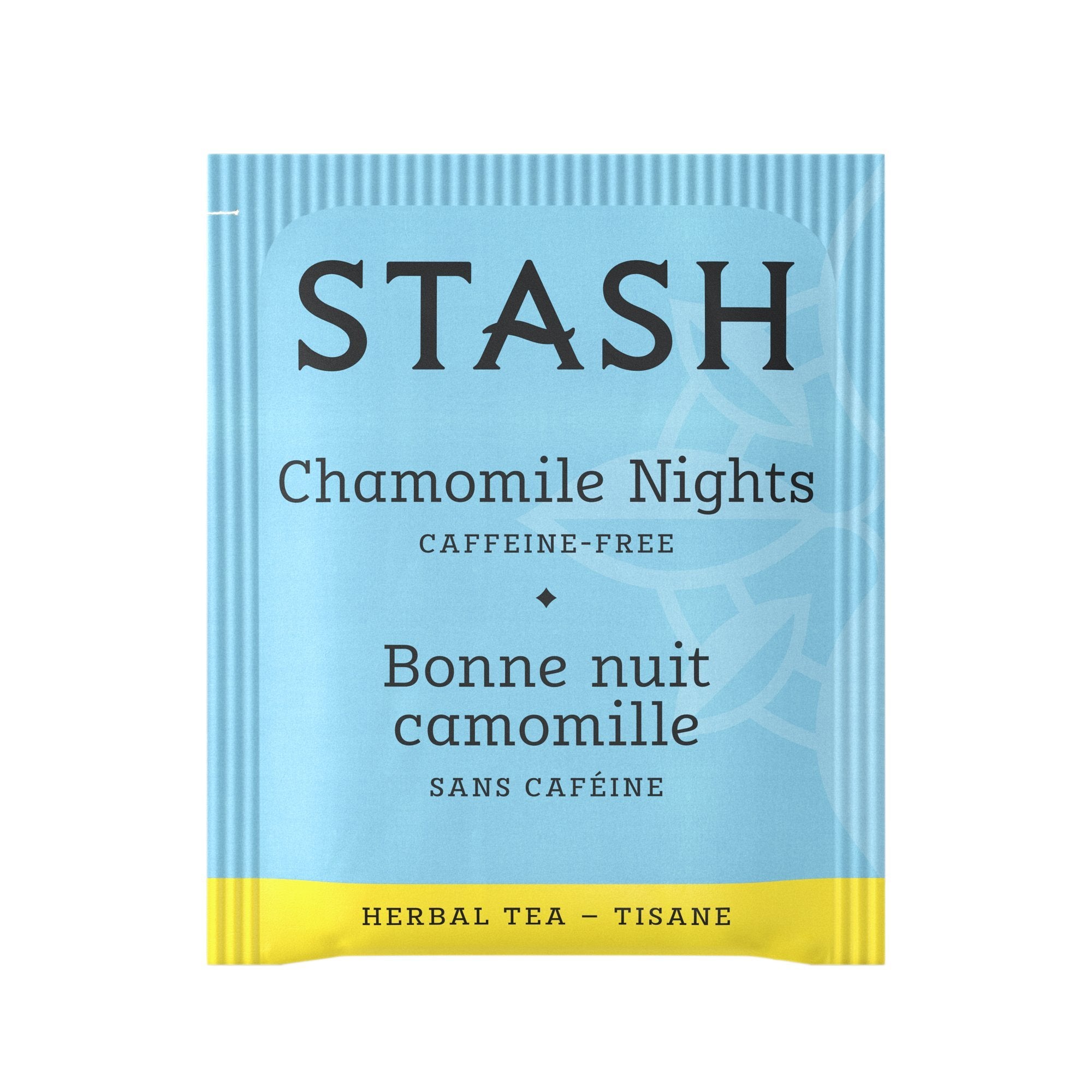 Stash Chamomile Nights closeup of chamomile blossoms in the bag.