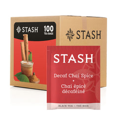 Stash Decaf Chai Spice tea bags ready to brew a flavorful cup.