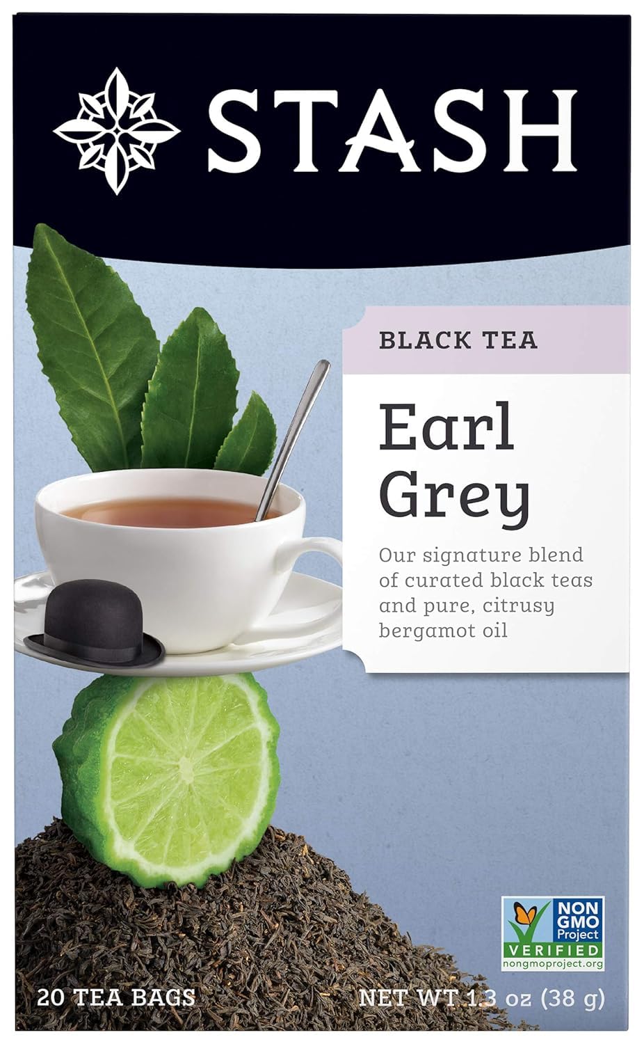 Stash Tea Earl Grey bergamot in a foil pouch preserves freshness and aroma.