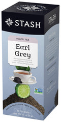 Stash Earl Grey tea bags offering a bright, citrusy aroma for a refined tea break.