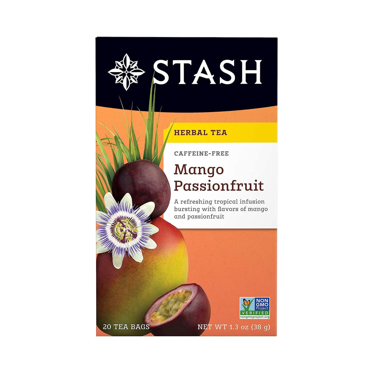 Stash Mango Passion Fruit packaging showcases premium quality.