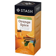 Stash Tea Orange Spice Black Tea bags offer a fragrant citrus-spiced brew ideal for morning rituals