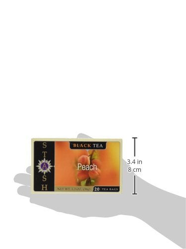 Close-up of peach-infused aroma from Stash Tea invites a soothing tea moment.