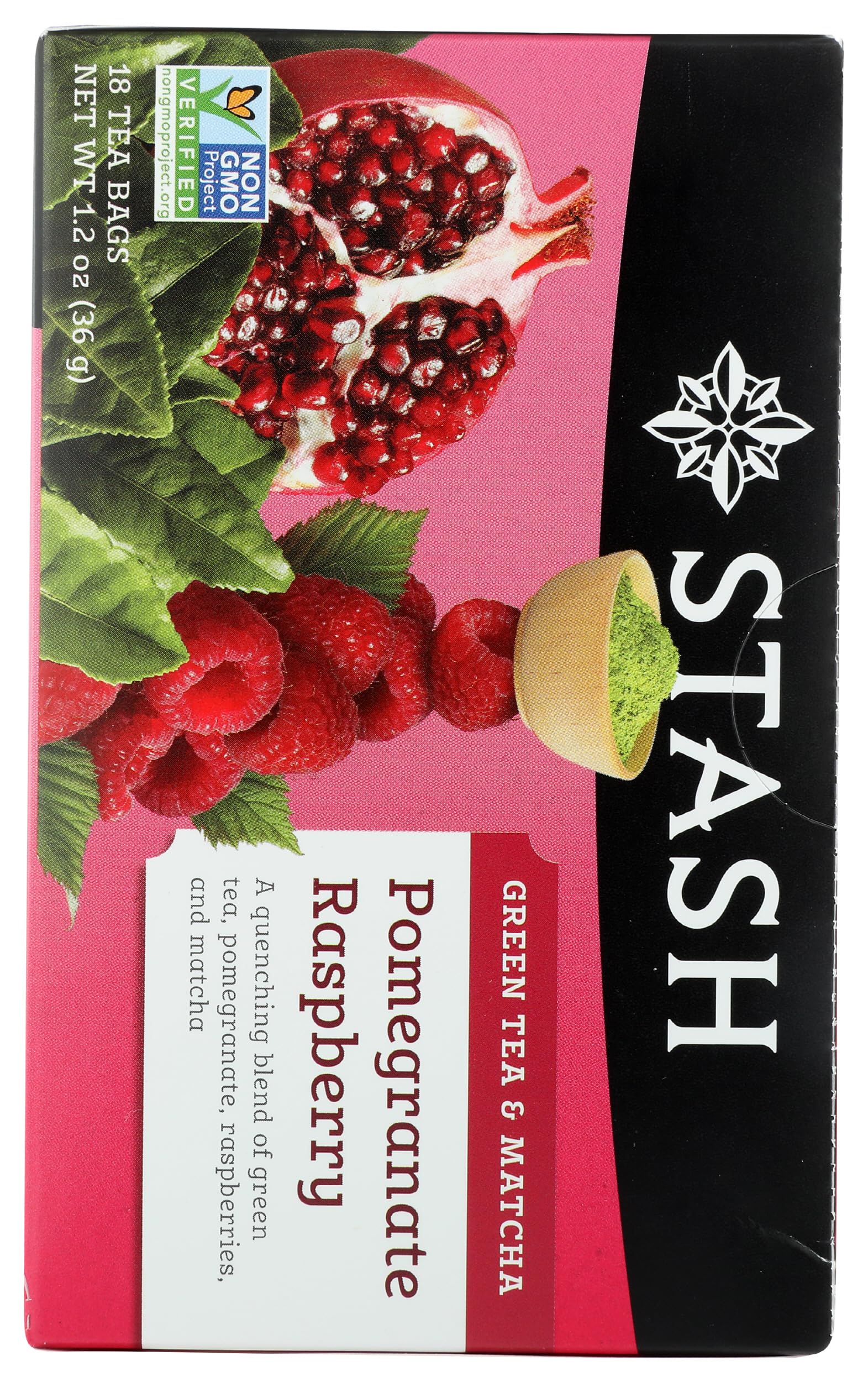 Steaming cup of Stash Pom Raspberry Matcha for a refreshing break