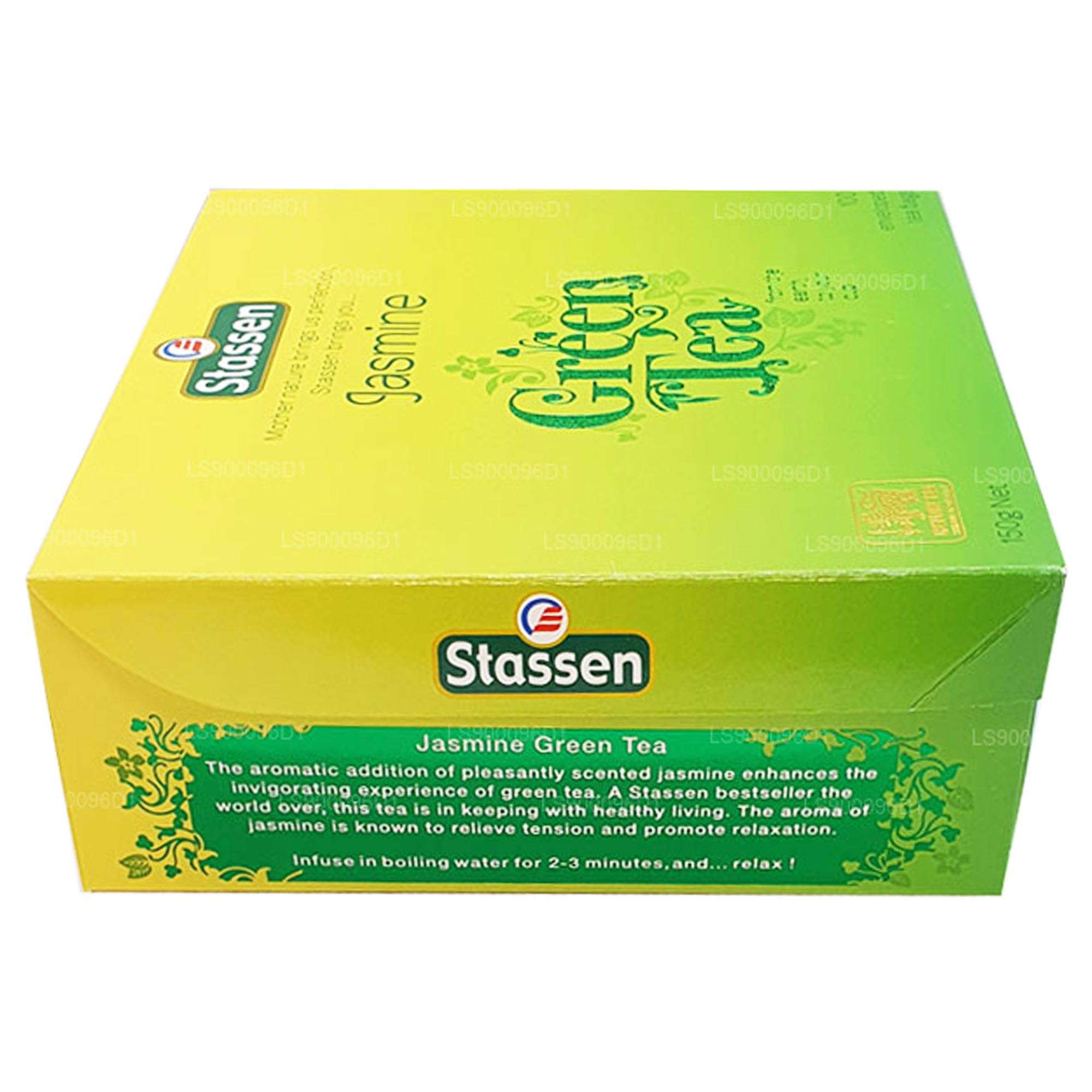 Stassen Jasmine Green Tea cup during steep, warm amber color rising.
