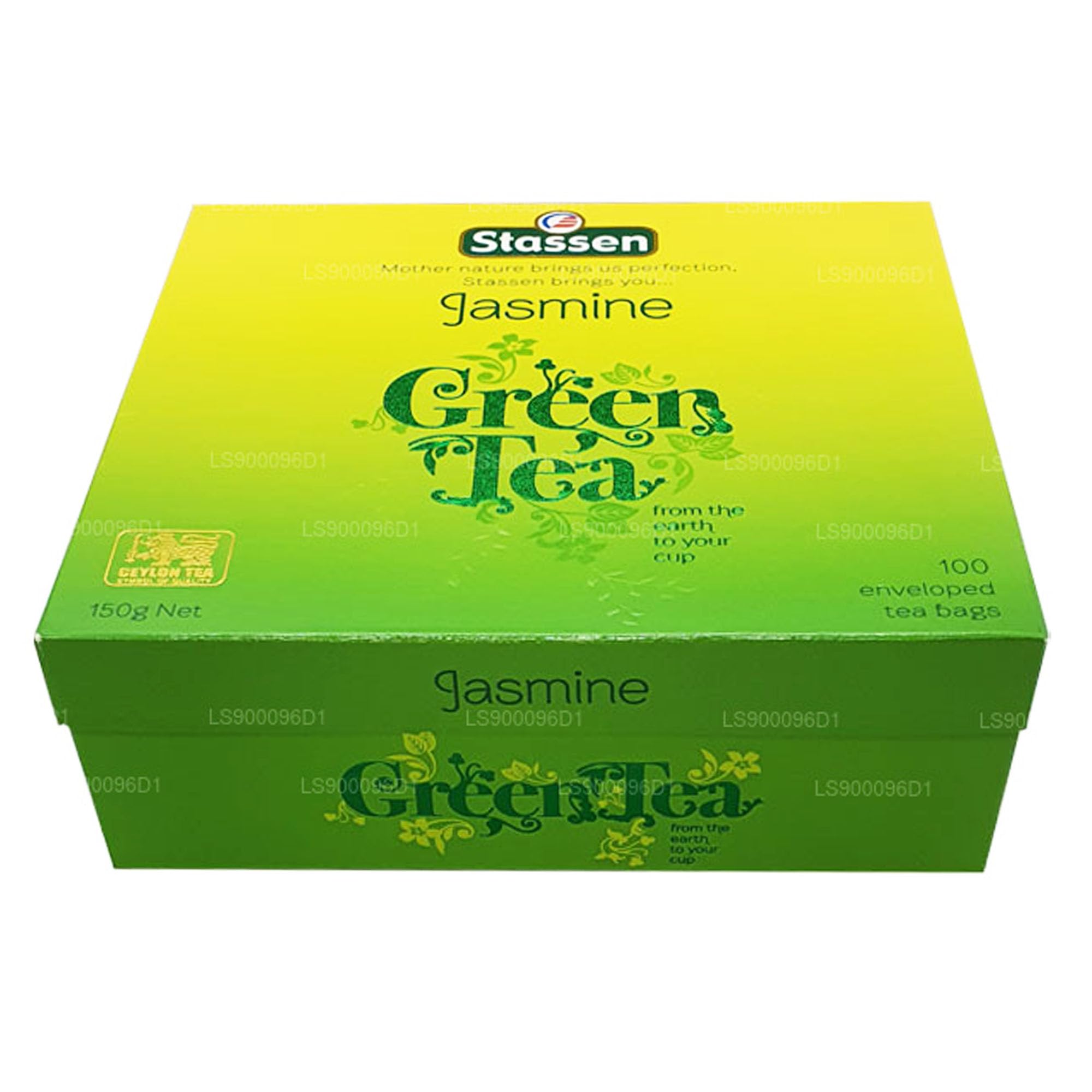 Stassen Jasmine Green Tea sachet close-up, sturdy tea bag for steady infusion.