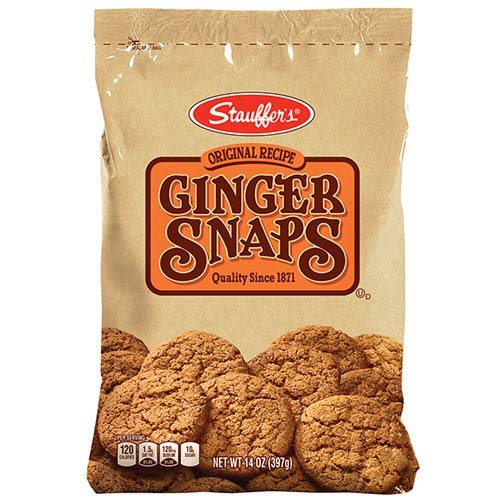 Stauffer's Ginger Snaps bag close-up showing crisp texture and spice aroma.