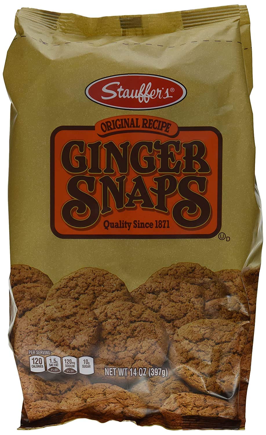 Stauffer's Ginger Snap cookies—original flavor, 14 oz pack, three bags, perfect for snack time